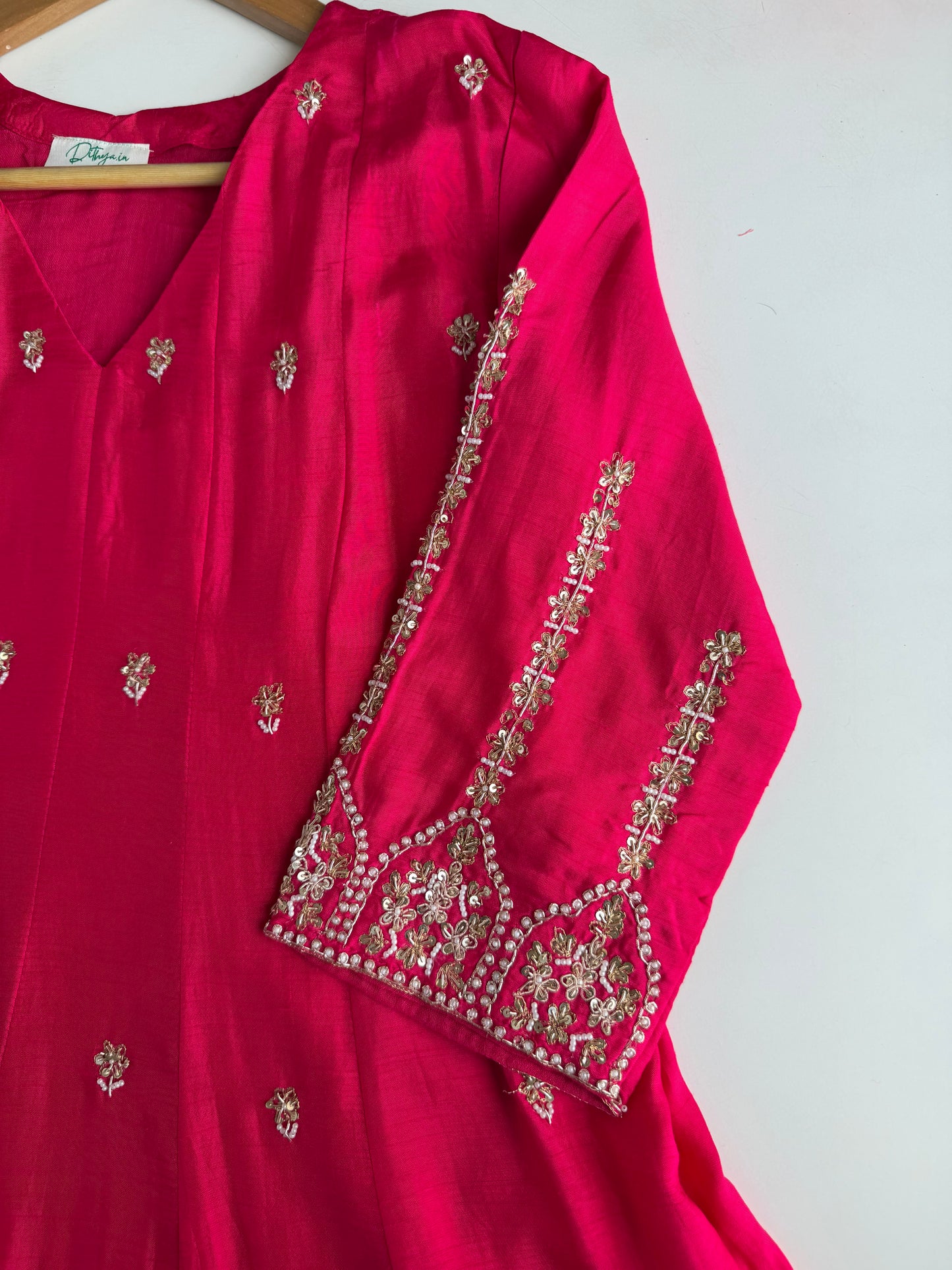 K180 - Russian silk handwork Anarkali with pants and dupatta