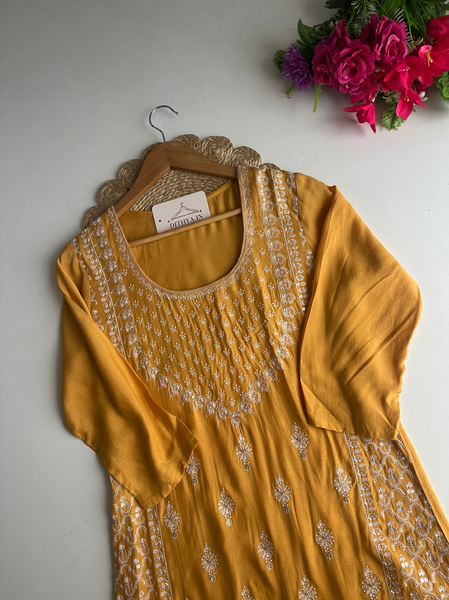 D562-Muslin straight Kurti with pants
