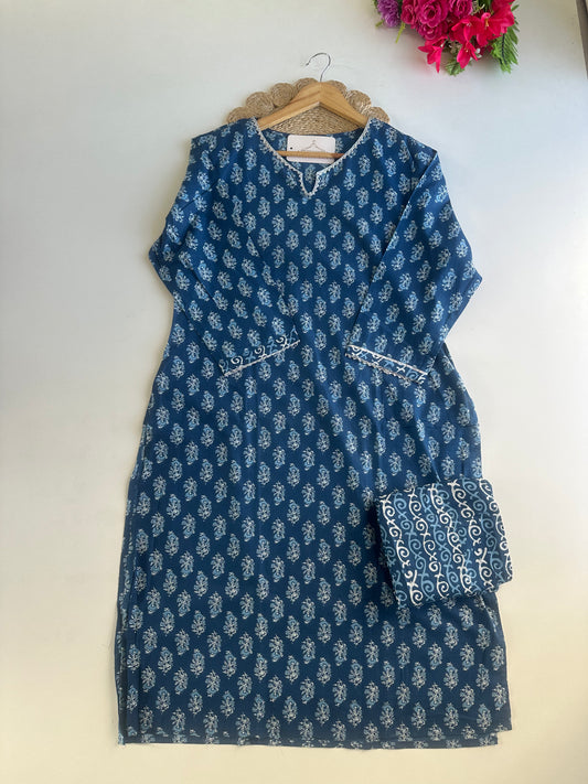 D571-Cotton straight Kurti with pants
