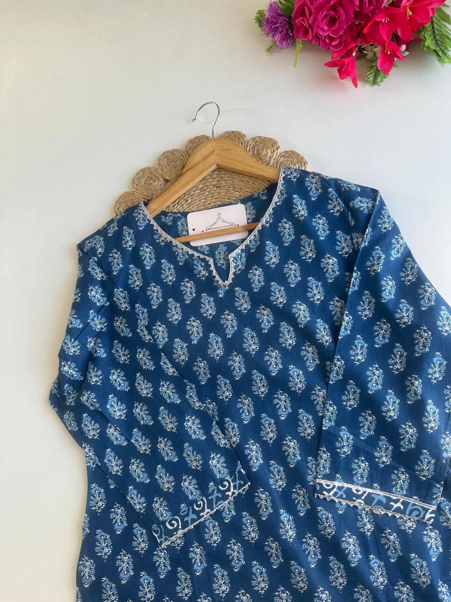D571-Cotton straight Kurti with pants