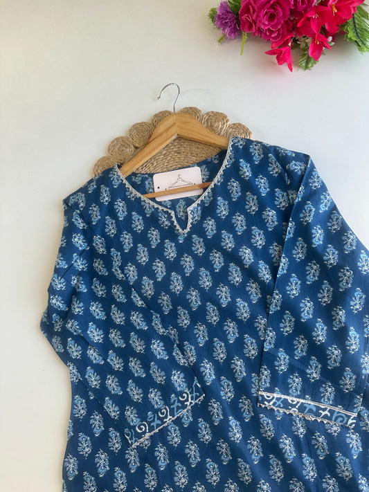 D571-Cotton straight Kurti with pants