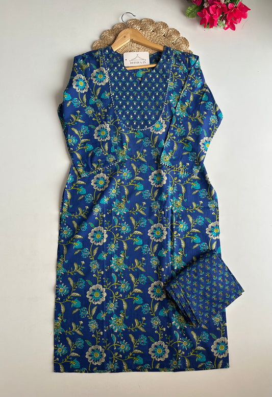 D573-Cotton straight Kurti with pants