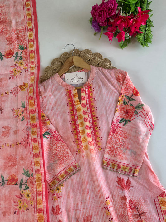 D575-Muslin straight Kurti with pants and dupatta