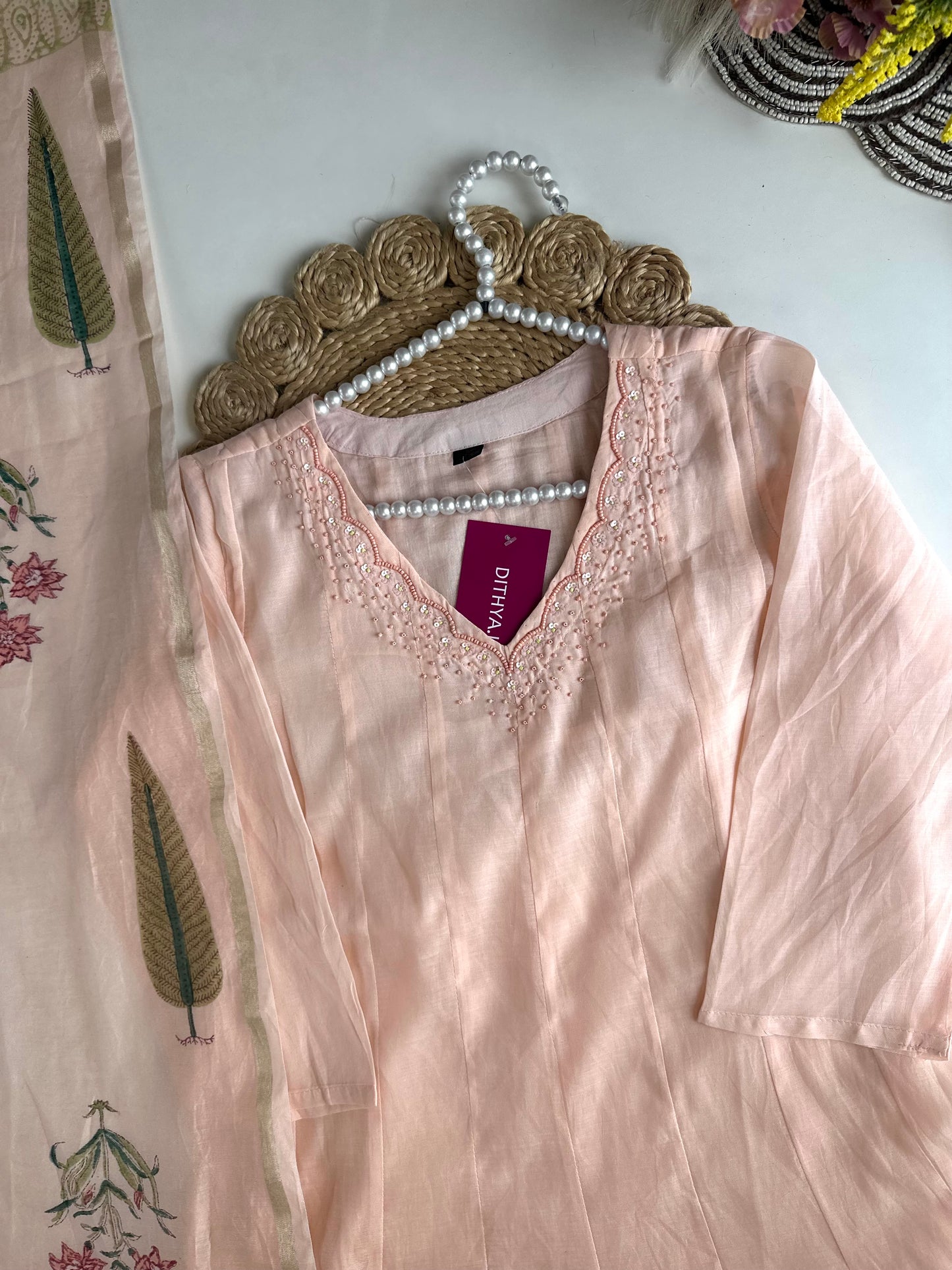 K471 - Mulmul cotton Anarkali with pants and dupatta