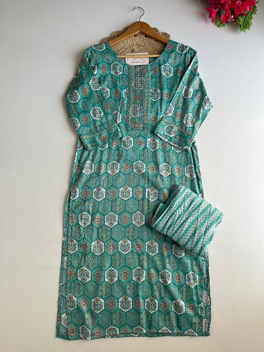 D597-Cotton straight Kurti with pants