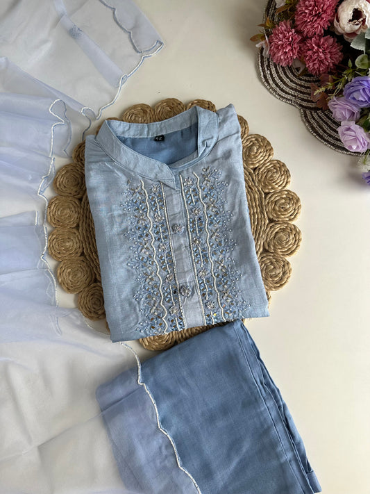 D060 - Dola silk straight kurti with pants and dupatta