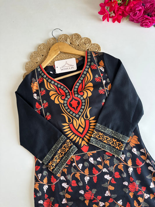 D603-Cotton straight Kurti with pants
