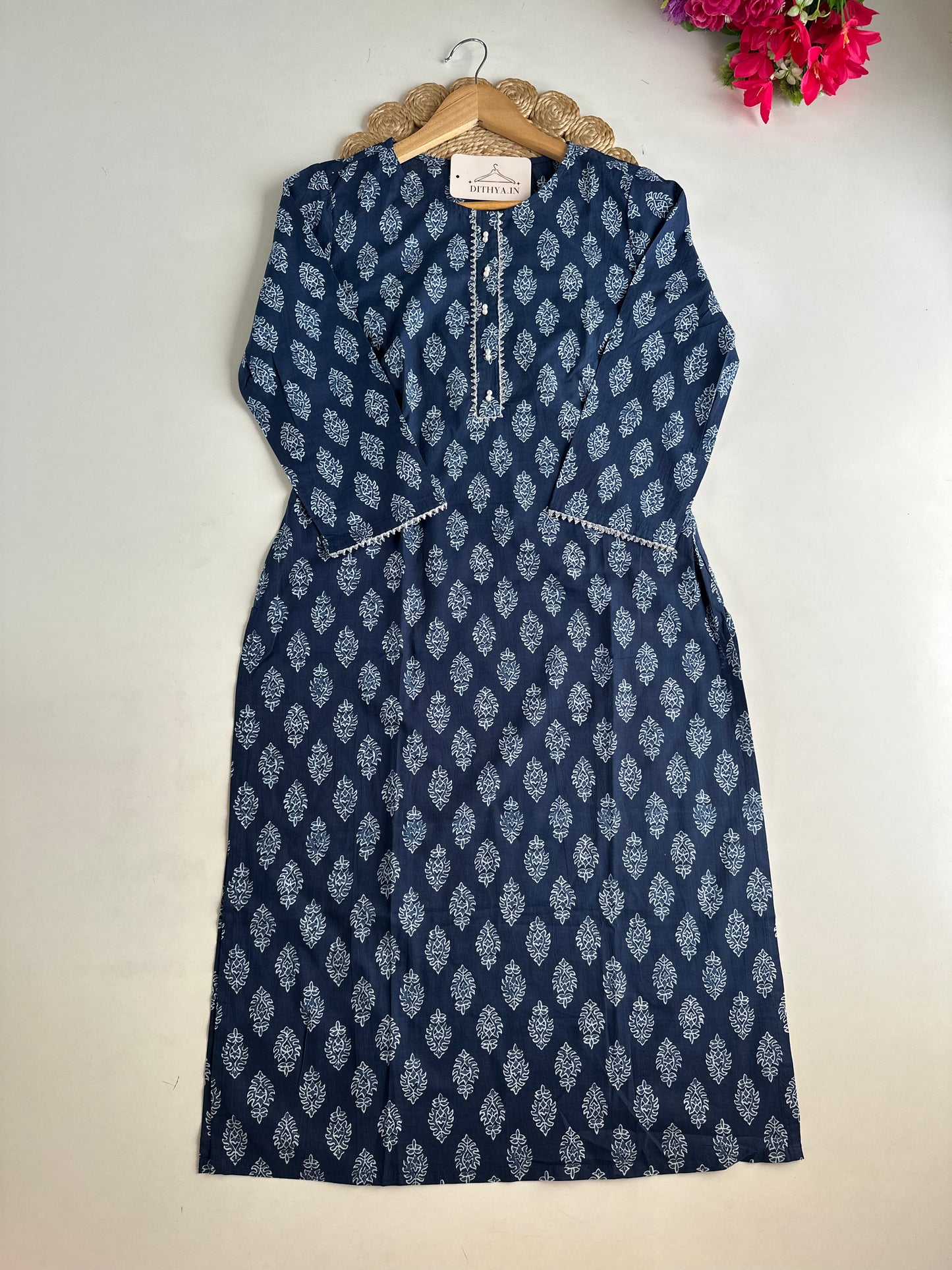 D608-Cotton  straight Kurti