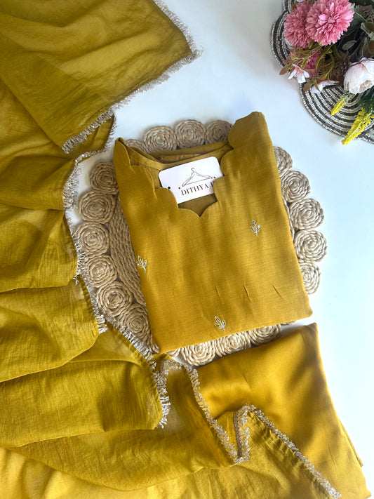 K430 - Mul Chanderi handwork Anarkali with pants and dupatta in 2 colours