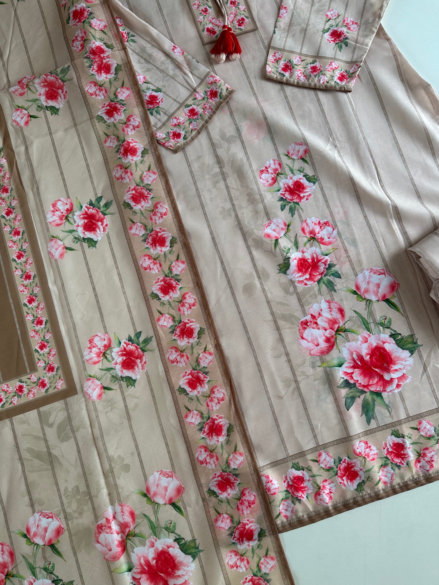 D614-Muslin straight Kurti with pants and dupatta