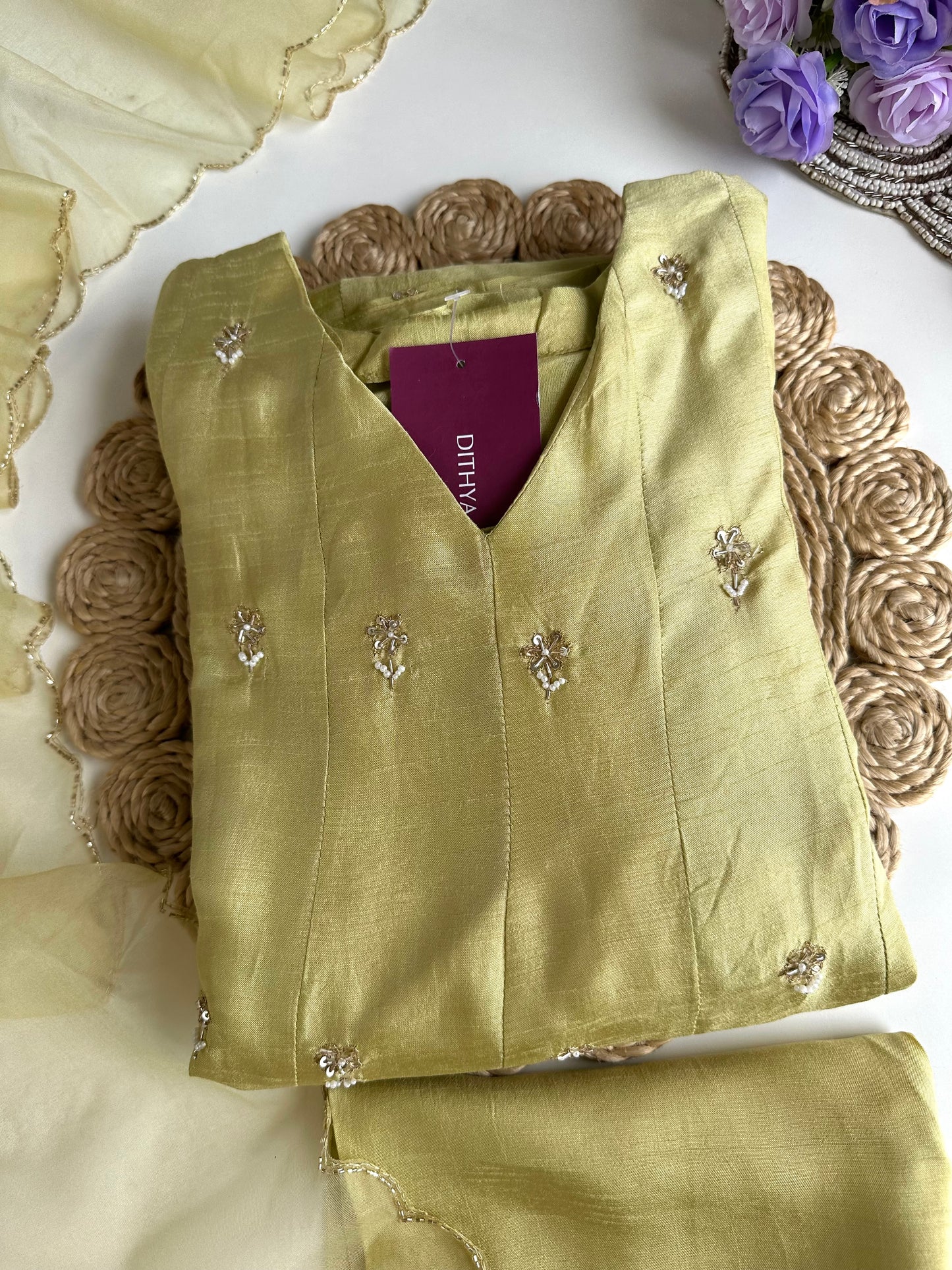 K135 - Russian silk handwork Anarkali with pants and dupatta