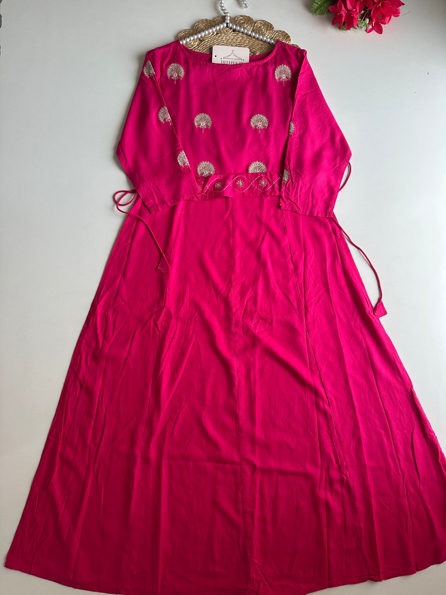 D643-Silk Anarkali with belt