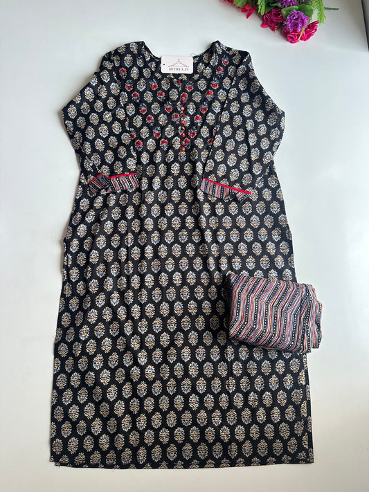 D686-Cotton straight Kurti with pants
