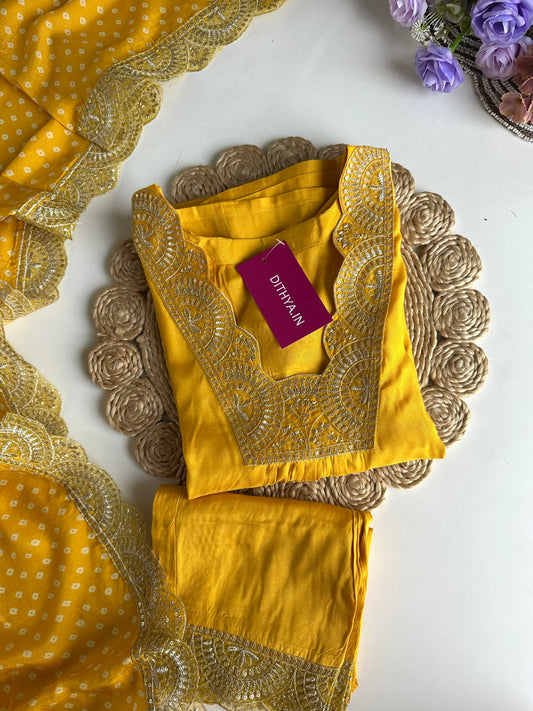 D427 - Muslin silk straight Kurti with pants and dupatta