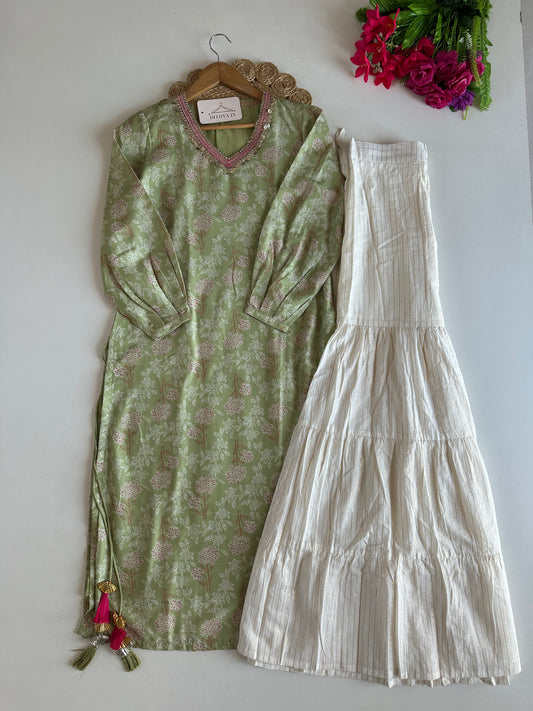 D750-cotton straight Kurti with sharara