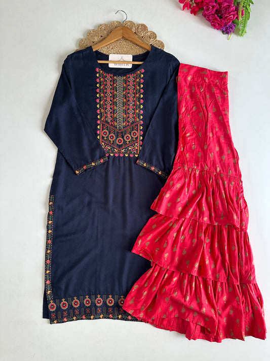 D579-Cotton straight Kurti with sharara