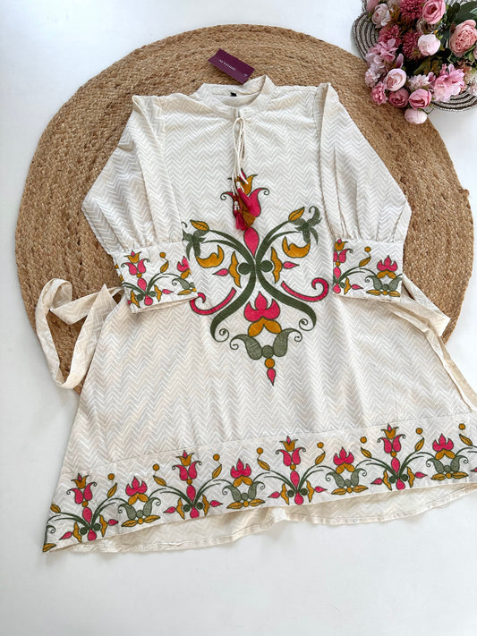 K409 - Cotton embroidered short tunic