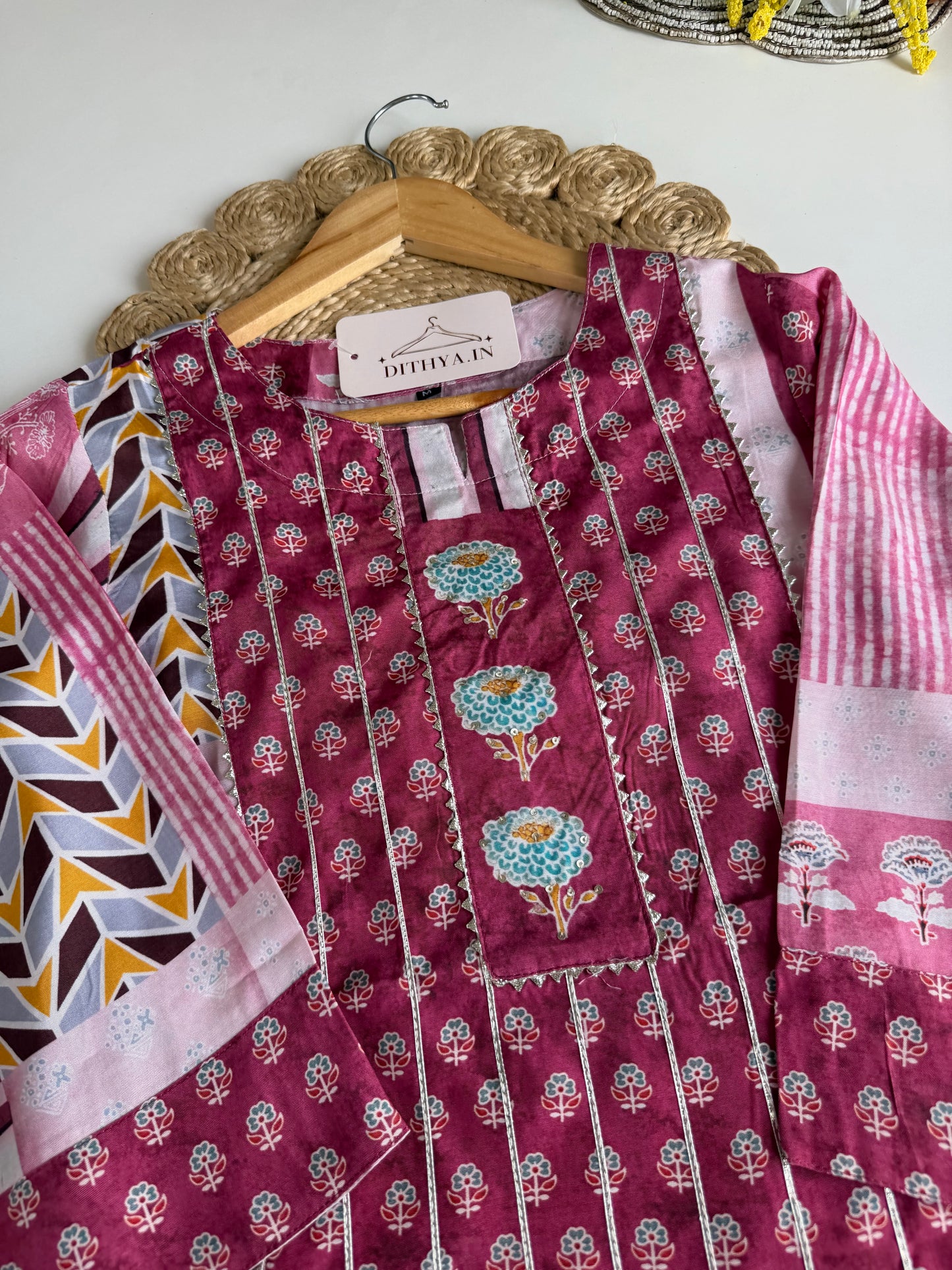 K061 - Muslin printed coord set (Dhoti style pants)