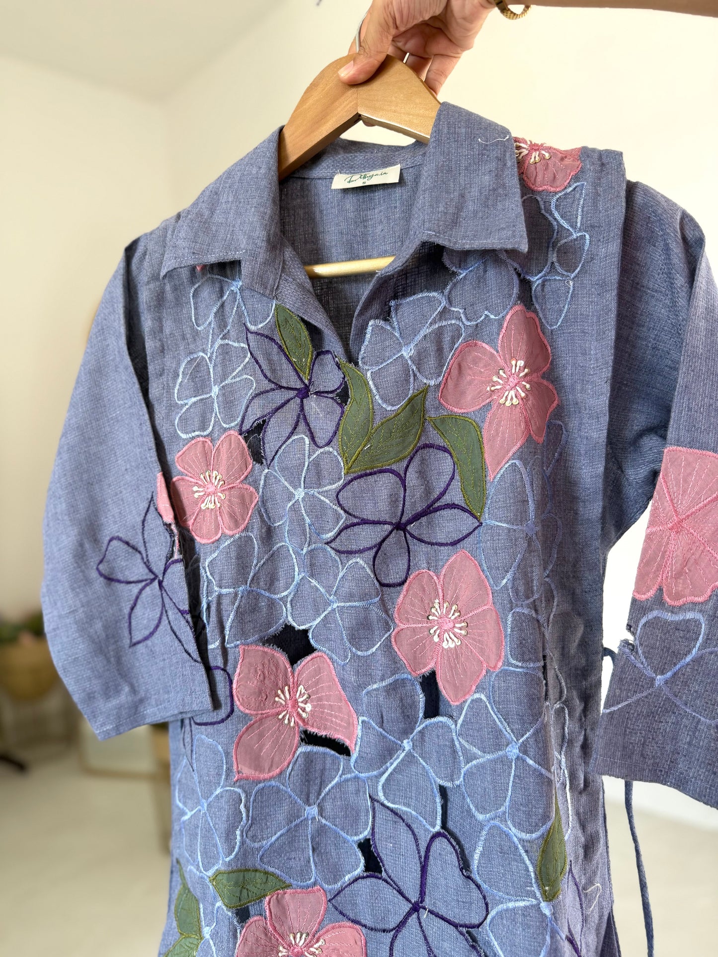 K500 - Linen cotton appliqué embroidered coord sets in 2 colours