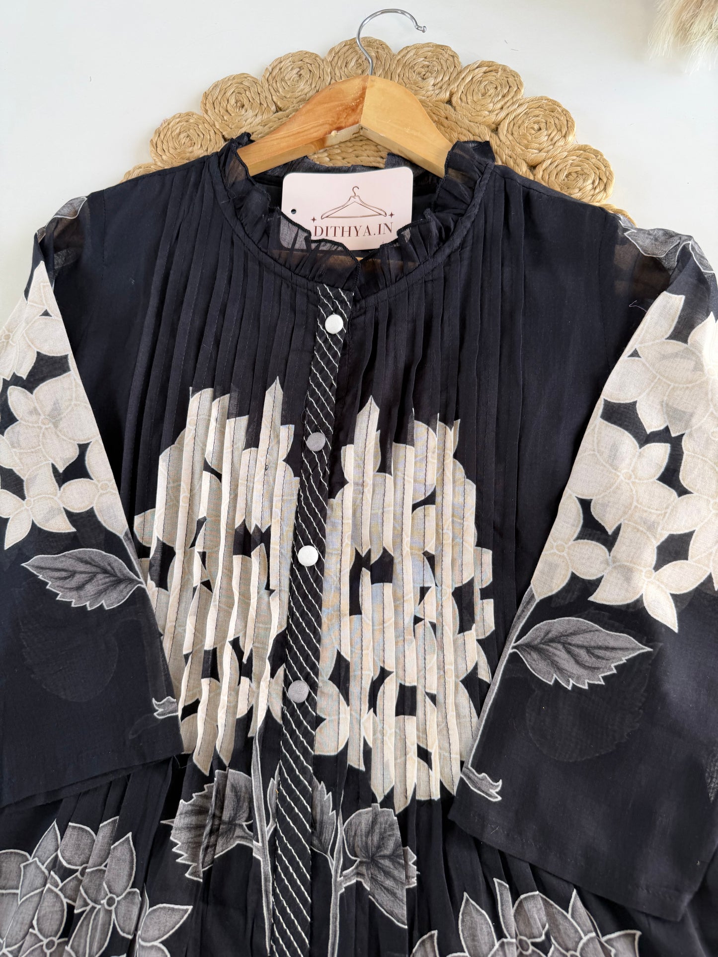 K600 - Cotton floral Aline Kurti with pants and dupatta