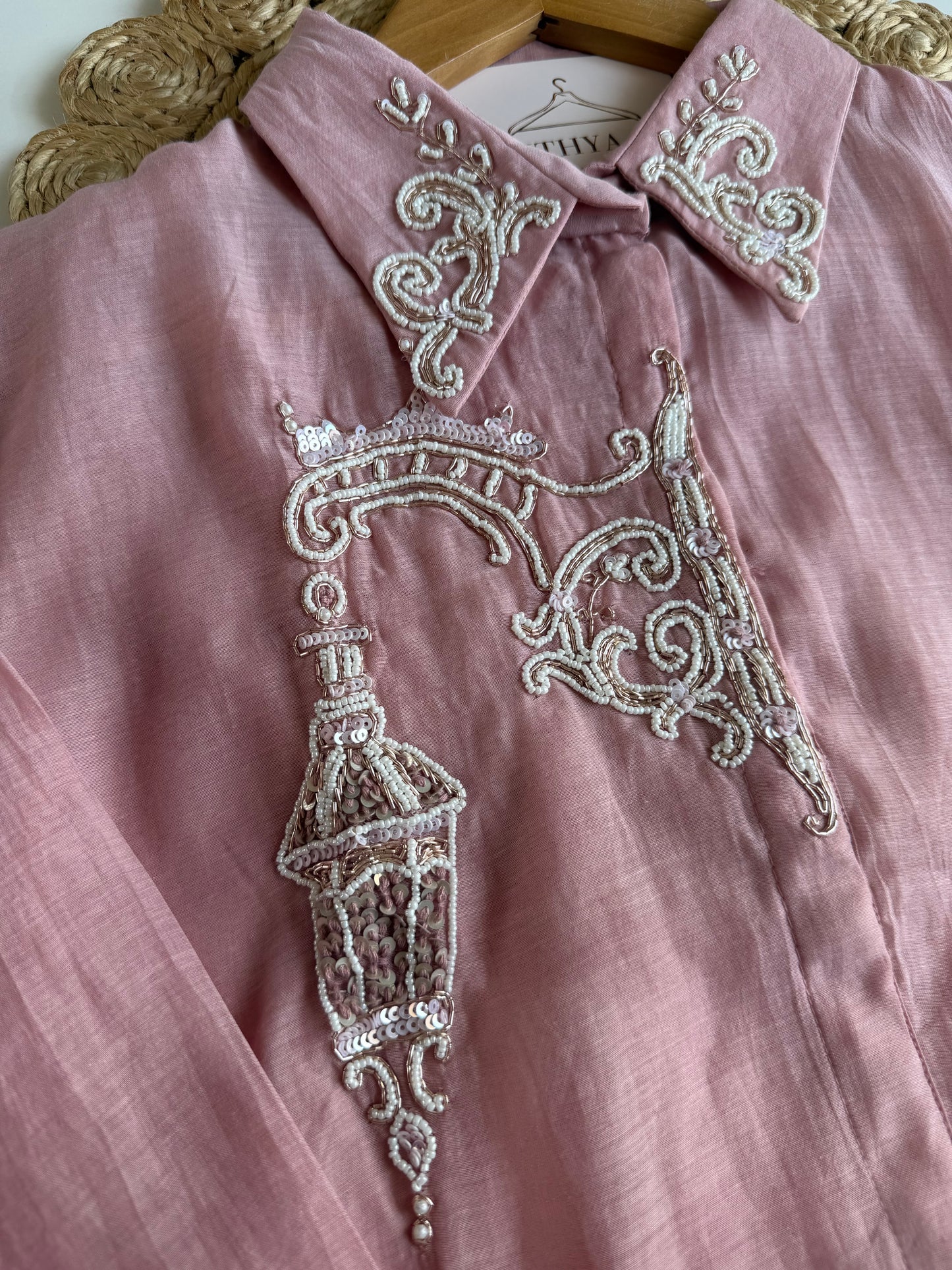 K258 - Mul chanderi handwork coord set