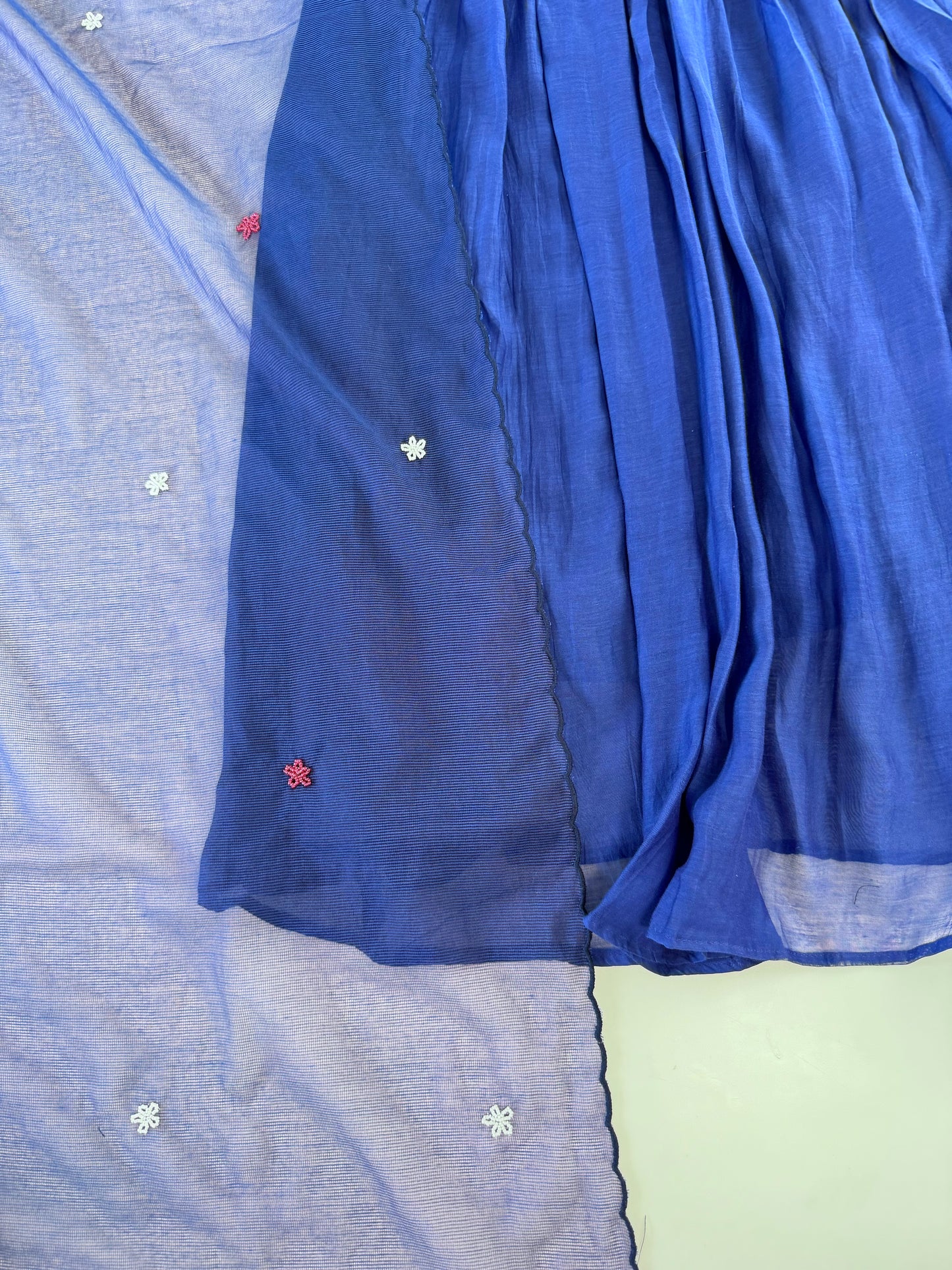 K494 - Mul chanderi handwork Anarkali with pants and dupatta