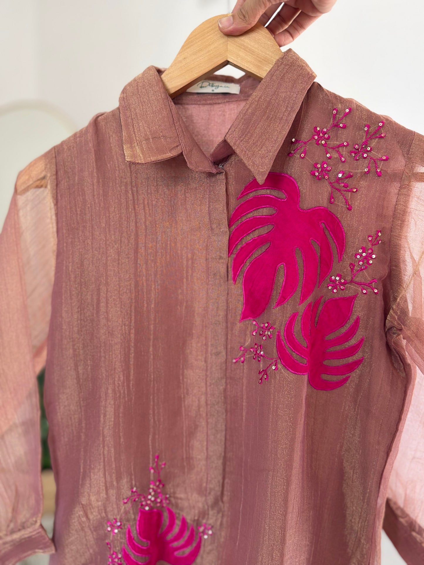 K565 - Tissue silk appliqué coord set in 2 colours