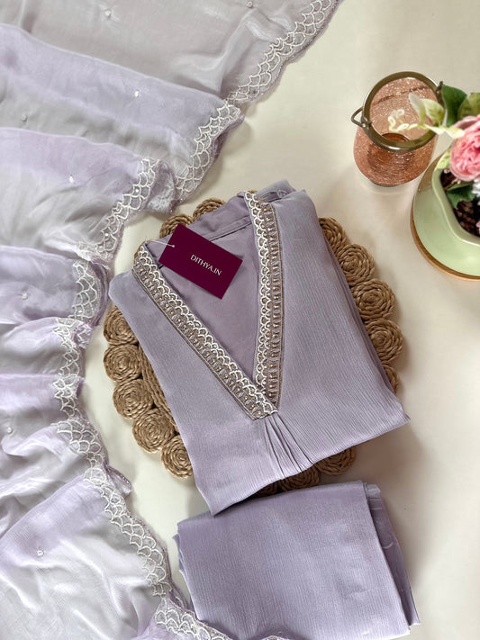 K277 - Chinnon Aline Kurti with pants and dupatta .