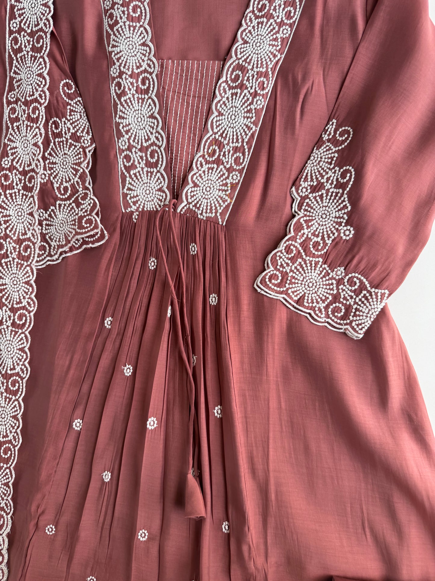 K516 - Surat Mul chanderi embroidered Anarkali with pants and dupatta