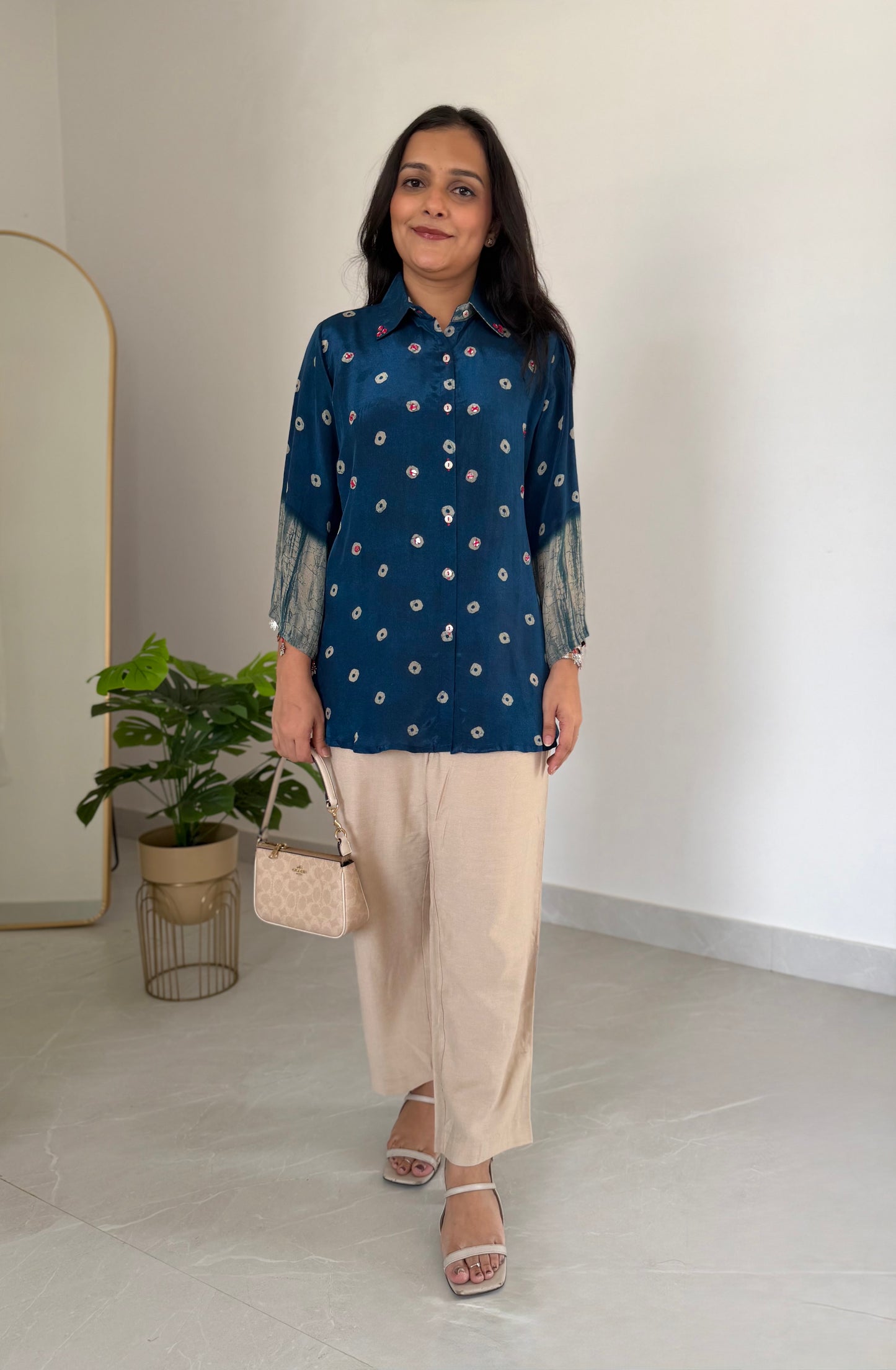 K149 - Pure crape bandhini shirts in 4 colours