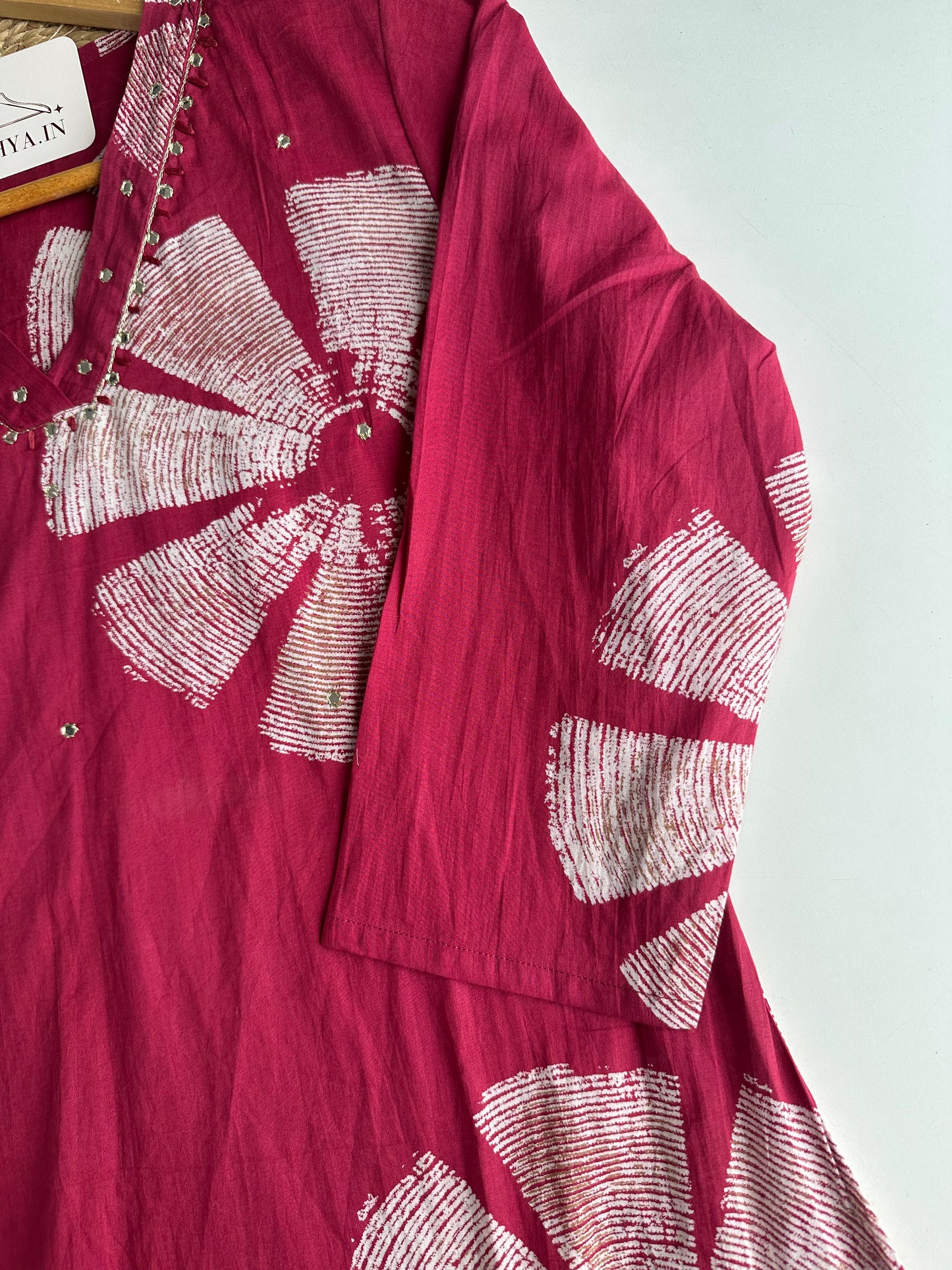 K164 - Mul cotton printed Aline Kurti with pants