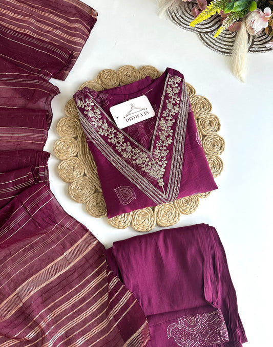 K479 - Roman silk straight Kurti with pant and dupatta