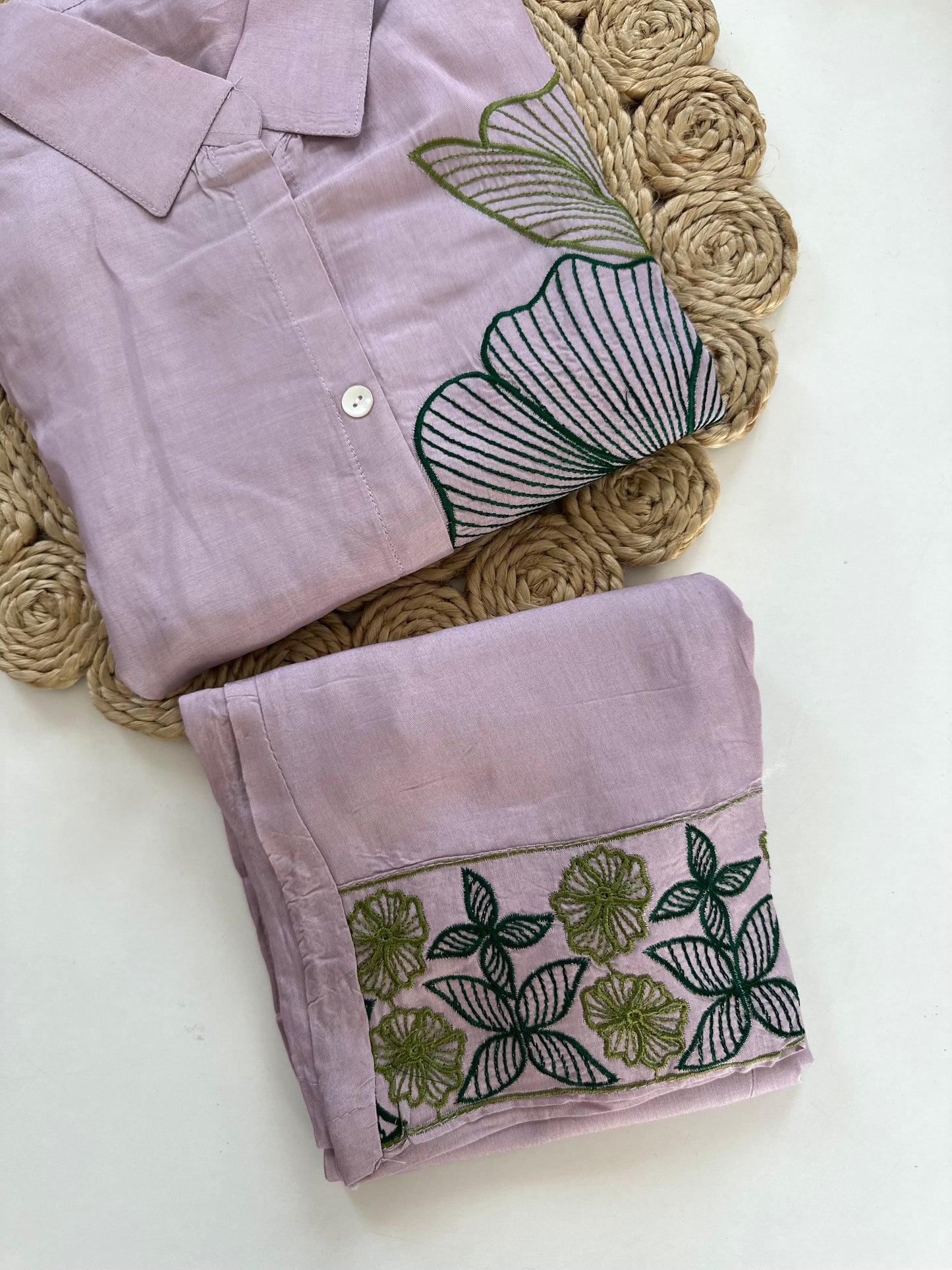K416 - Muslin embroidered coord set