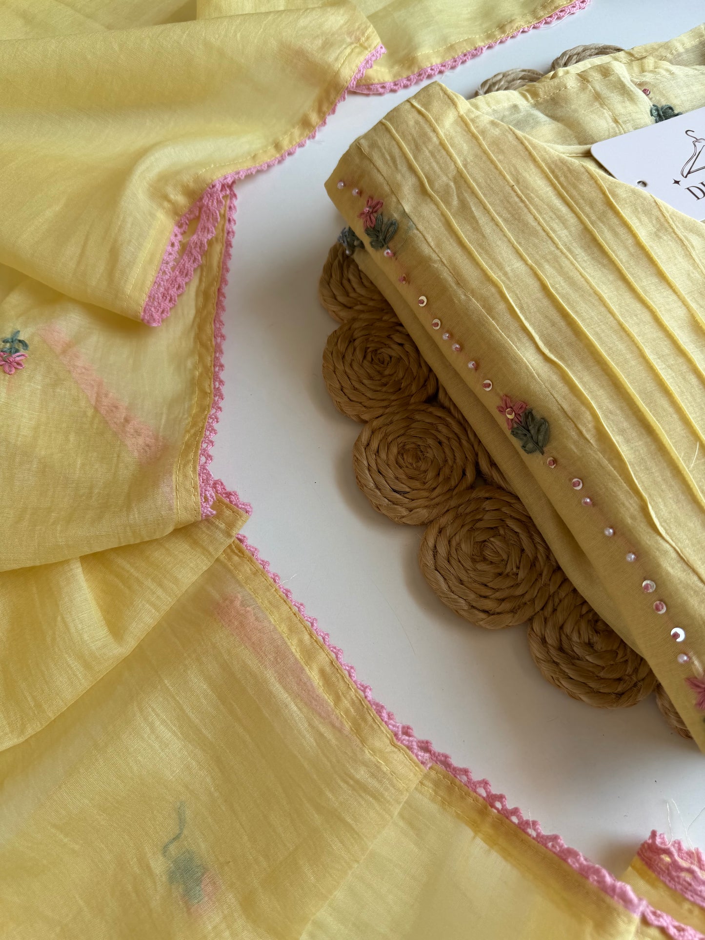 K097 - Mul chanderi embroidered Anarkali with pants and dupatta