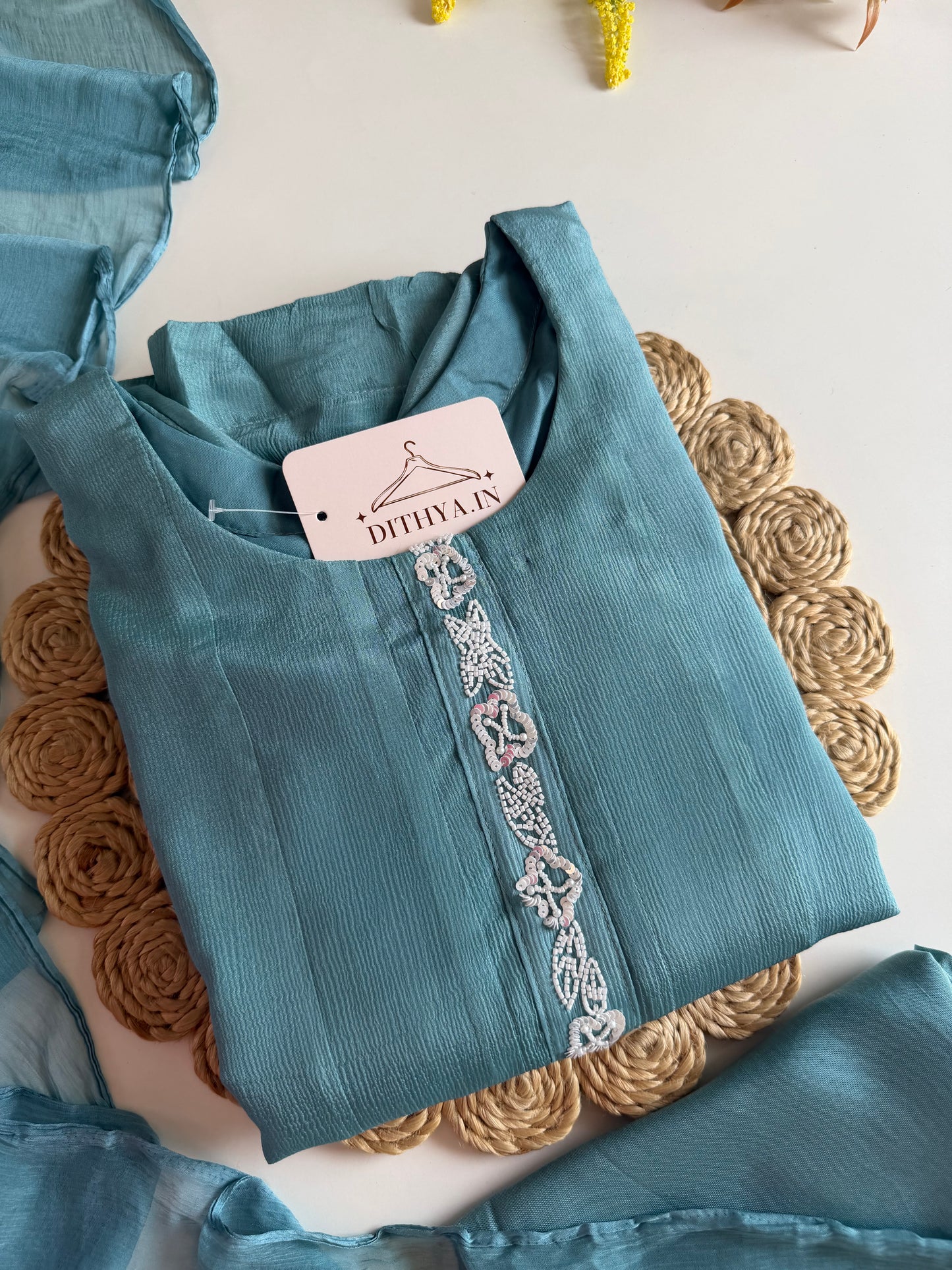 K007 - Pure Chinnon handwork Anarkali with pants and dupatta