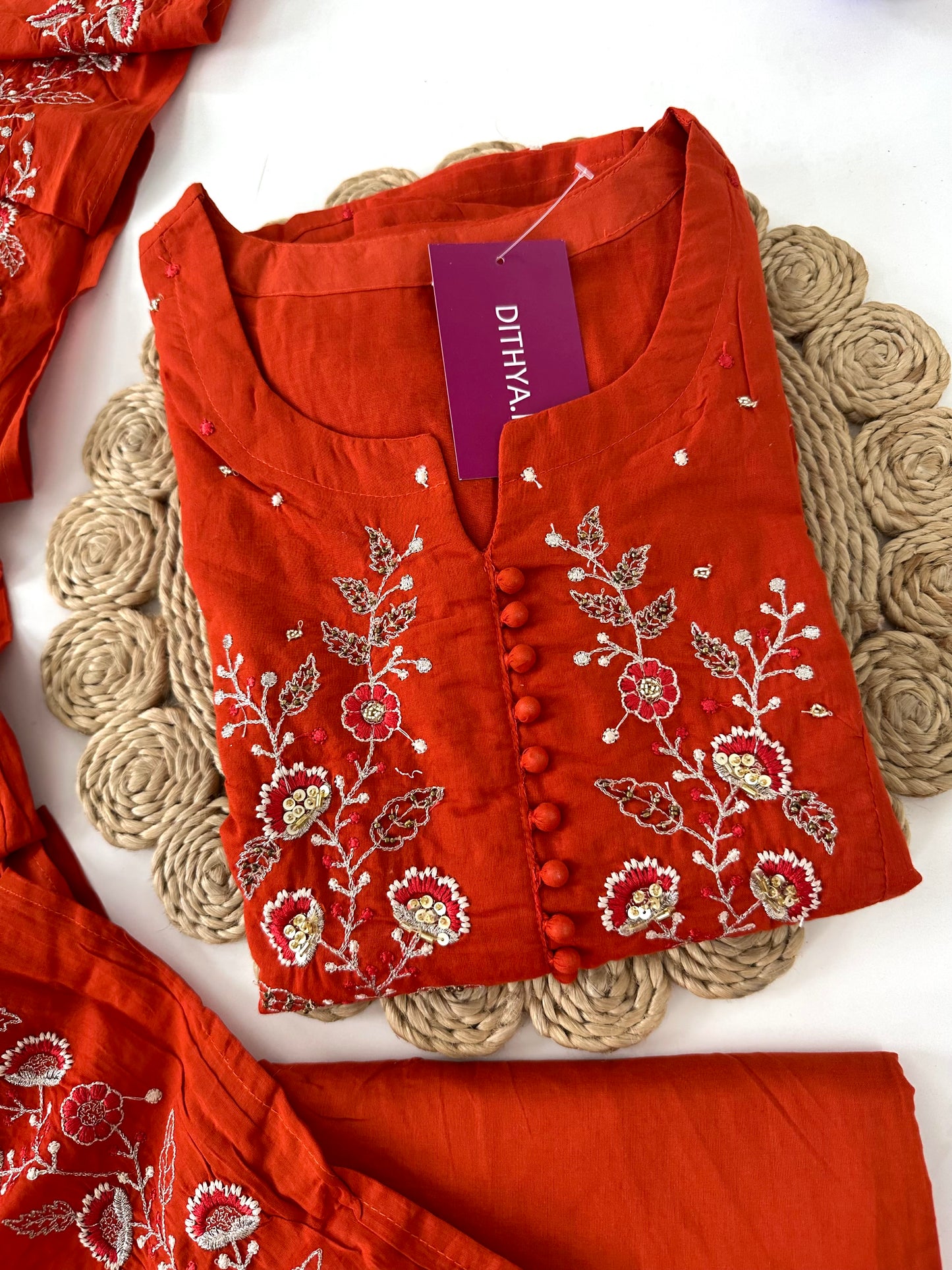 K210 - Mul cotton Anarkali with pants and dupatta