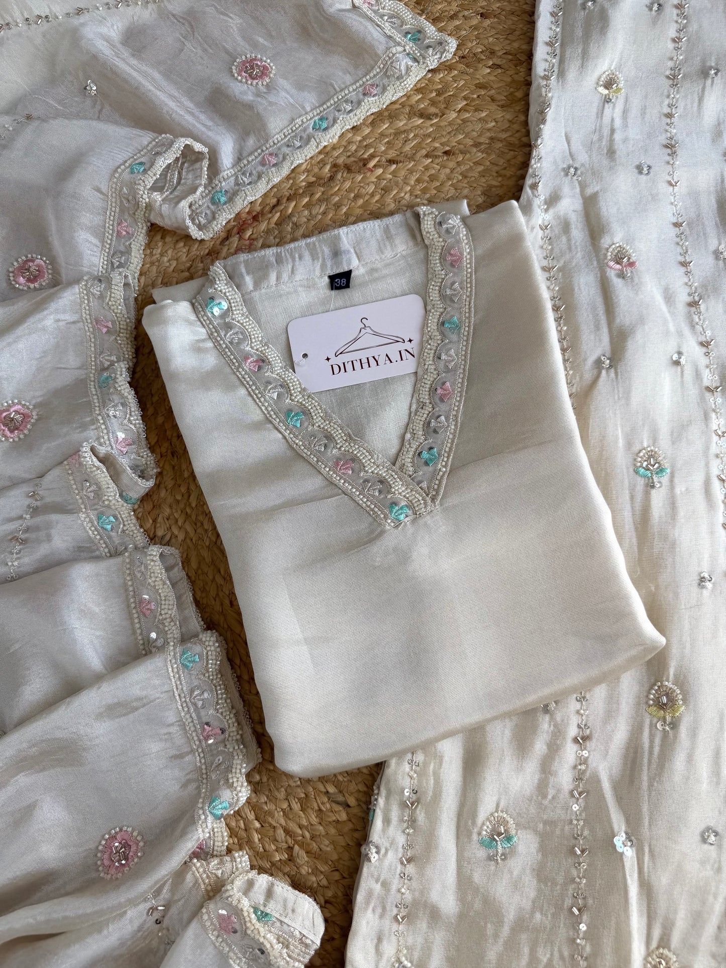 K569 - Tissue silk straight Kurti with heavy palazzo and dupatta