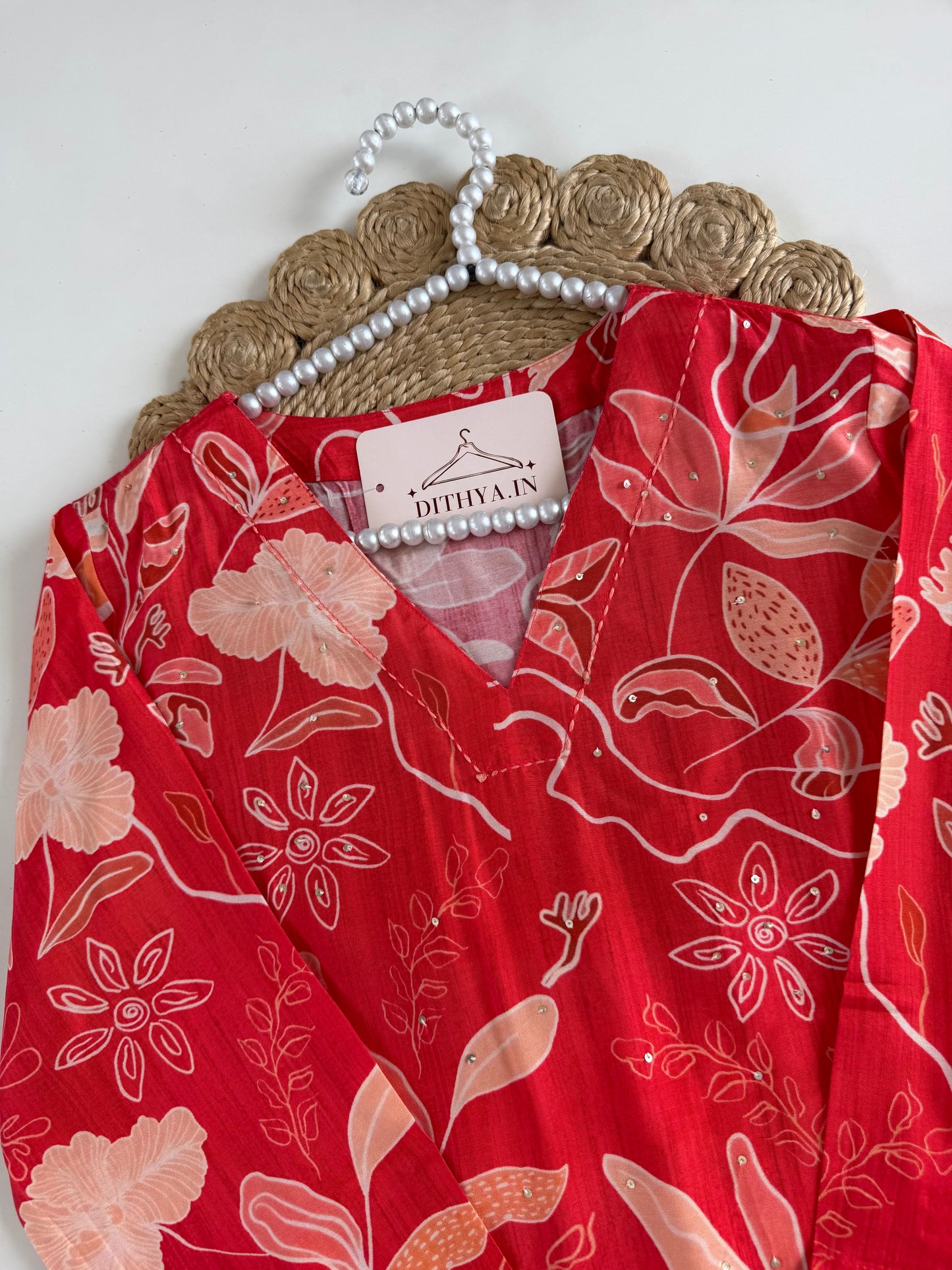 K132 - Muslin cotton printed straight Kurti with pants