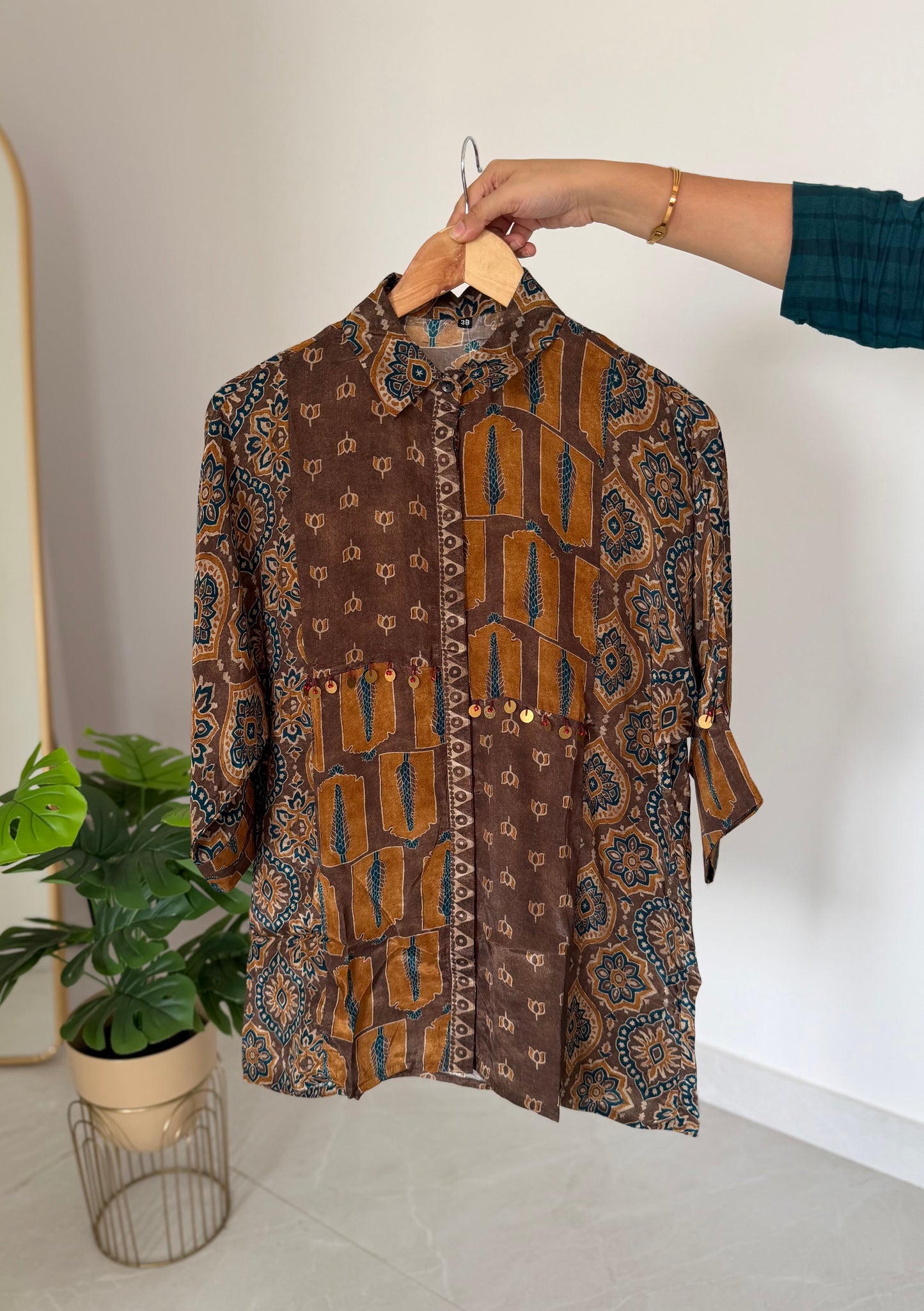 K087 - Pure crape Ajrakh shirt