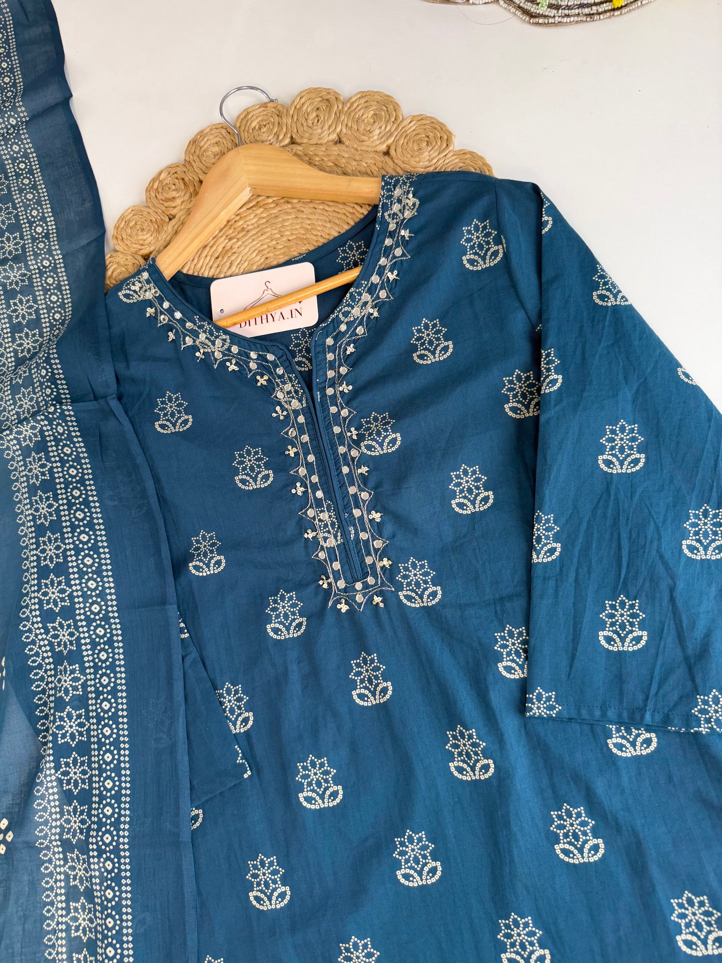 K548 - Mul cotton Straight Kurti with pants and dupatta