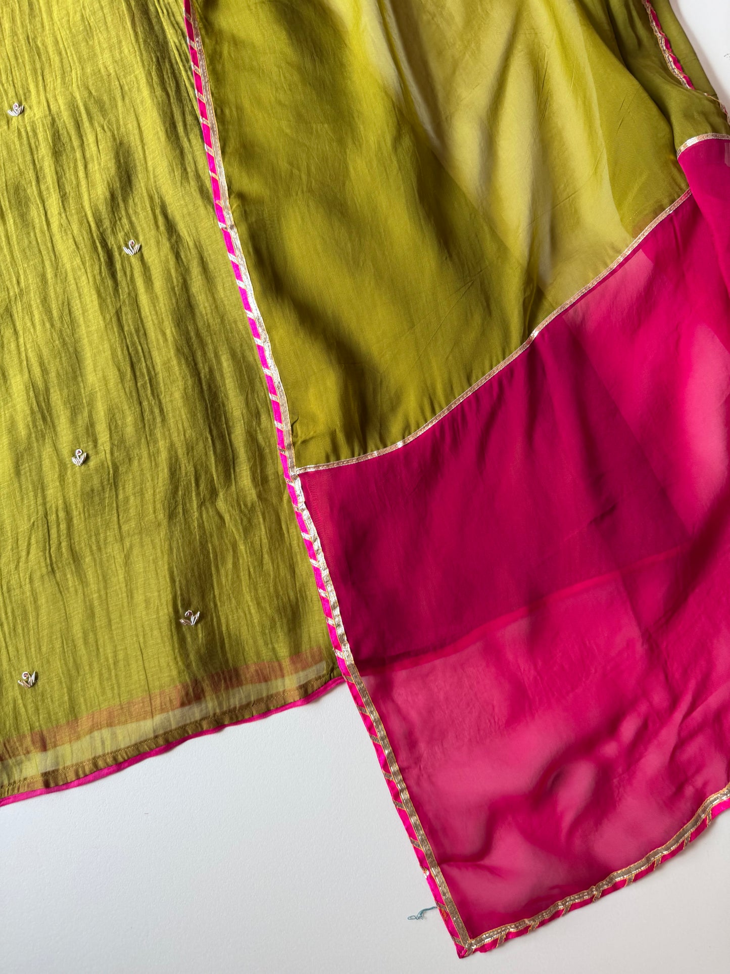 K051 - Mul chanderi handwork Anarkali with pants and dupatta