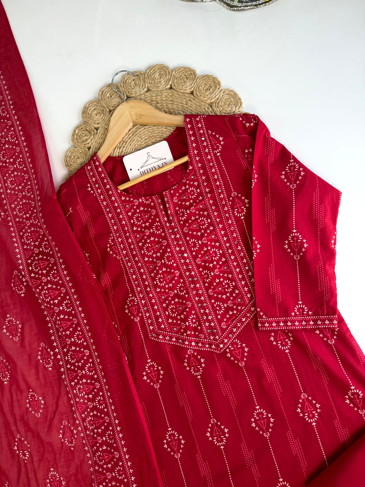 K550 - Mul cotton Straight Kurti with pants and dupatta