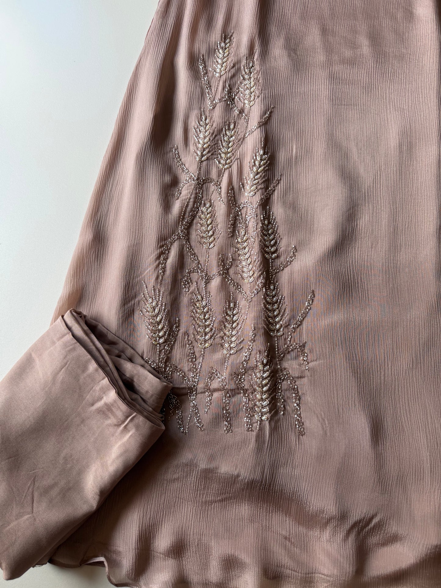 K482 - Pure Chinnon handwork aline Kurti with pants and dupatta