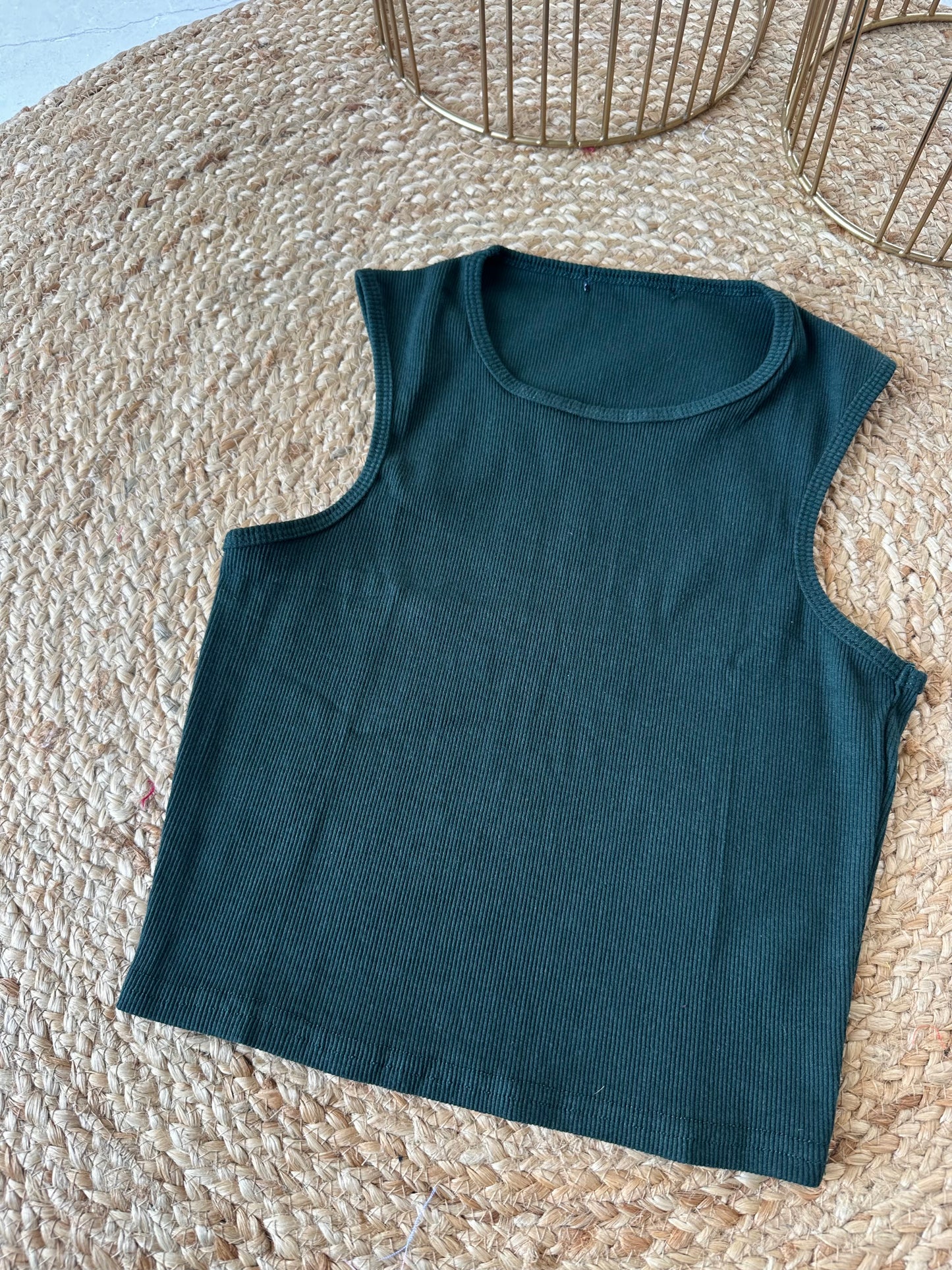 W007 - Stretchable Ribbed Tank top in 5 colours .