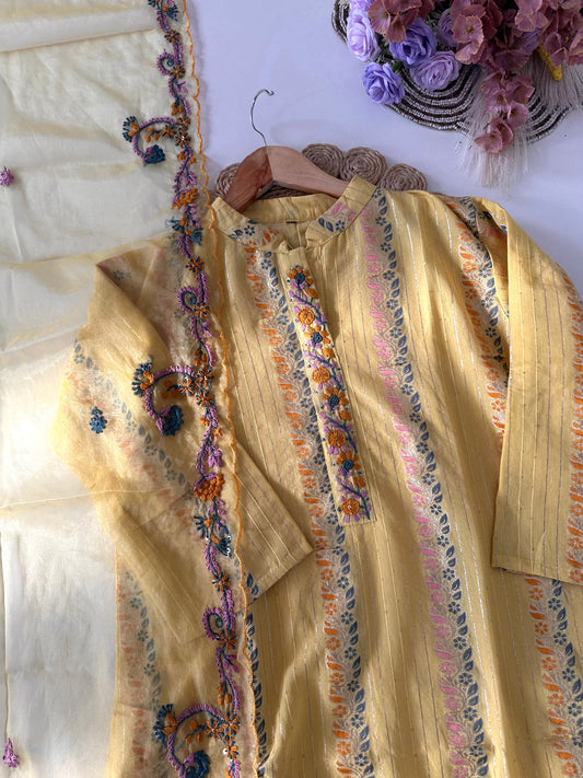 D305 - Dola silk straight kurti with pants and dupatta