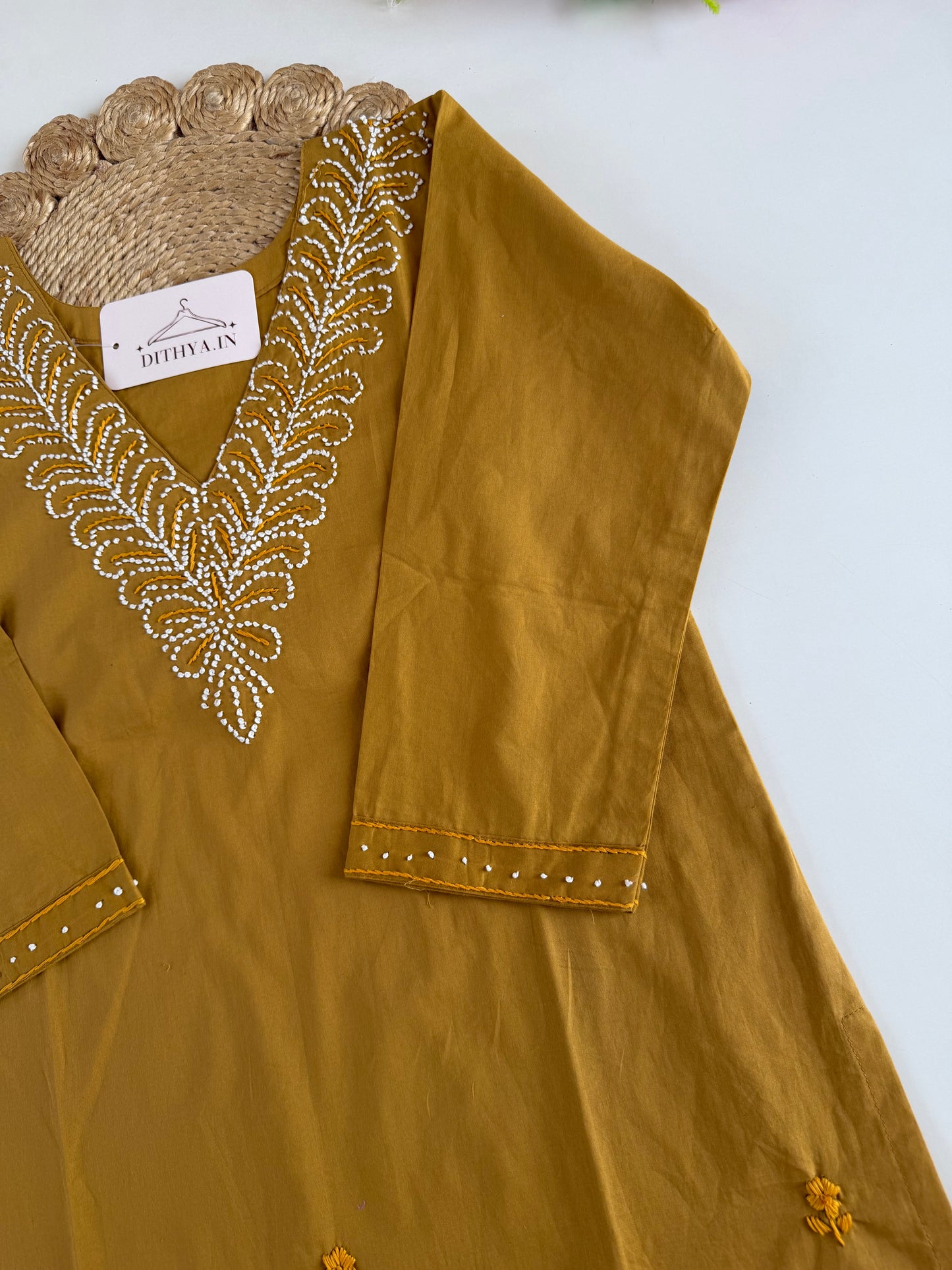 K697 - Mul cotton embroidered straight Kurti