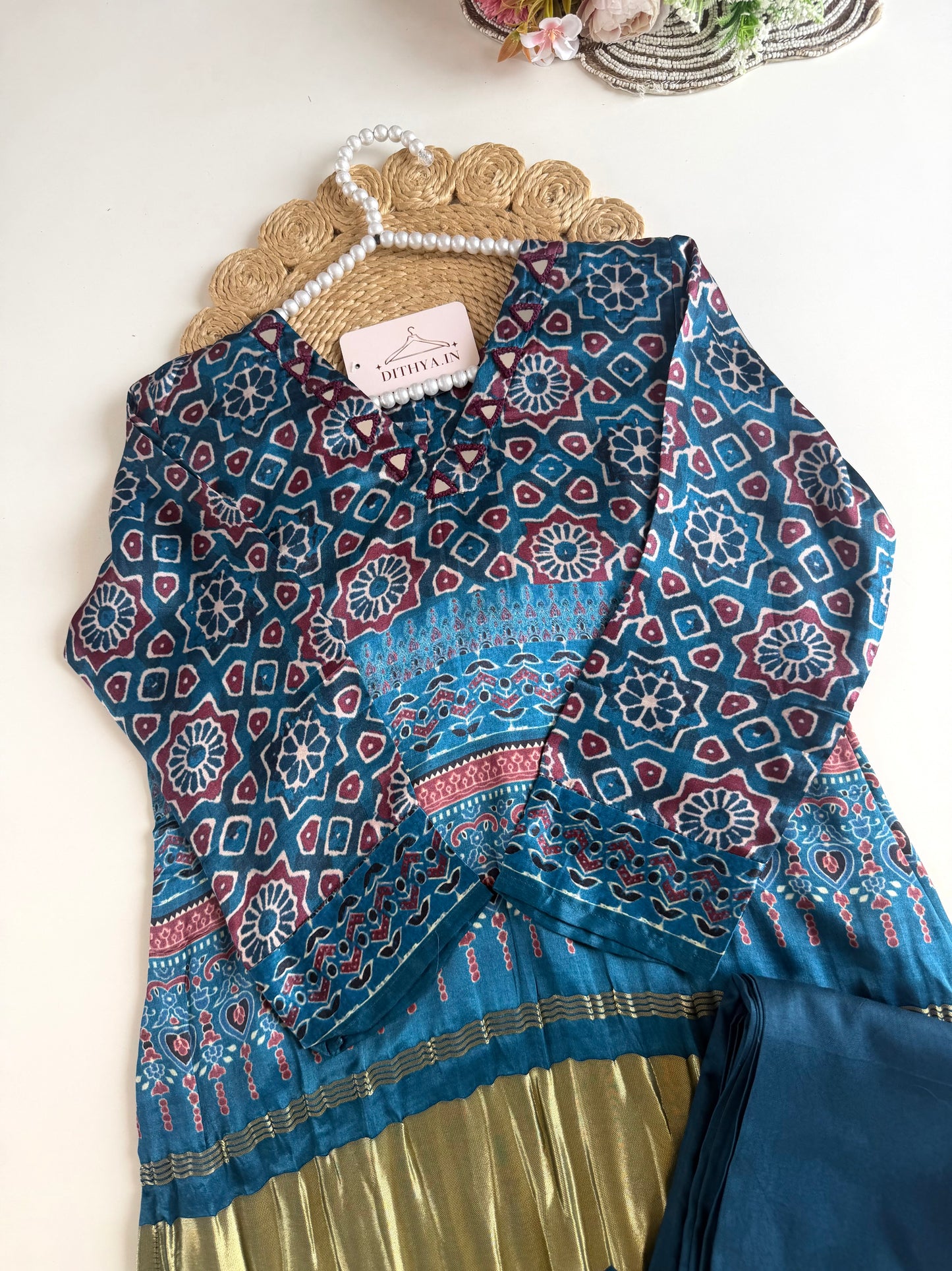 K323 - Gaji silk ajrakh coord set