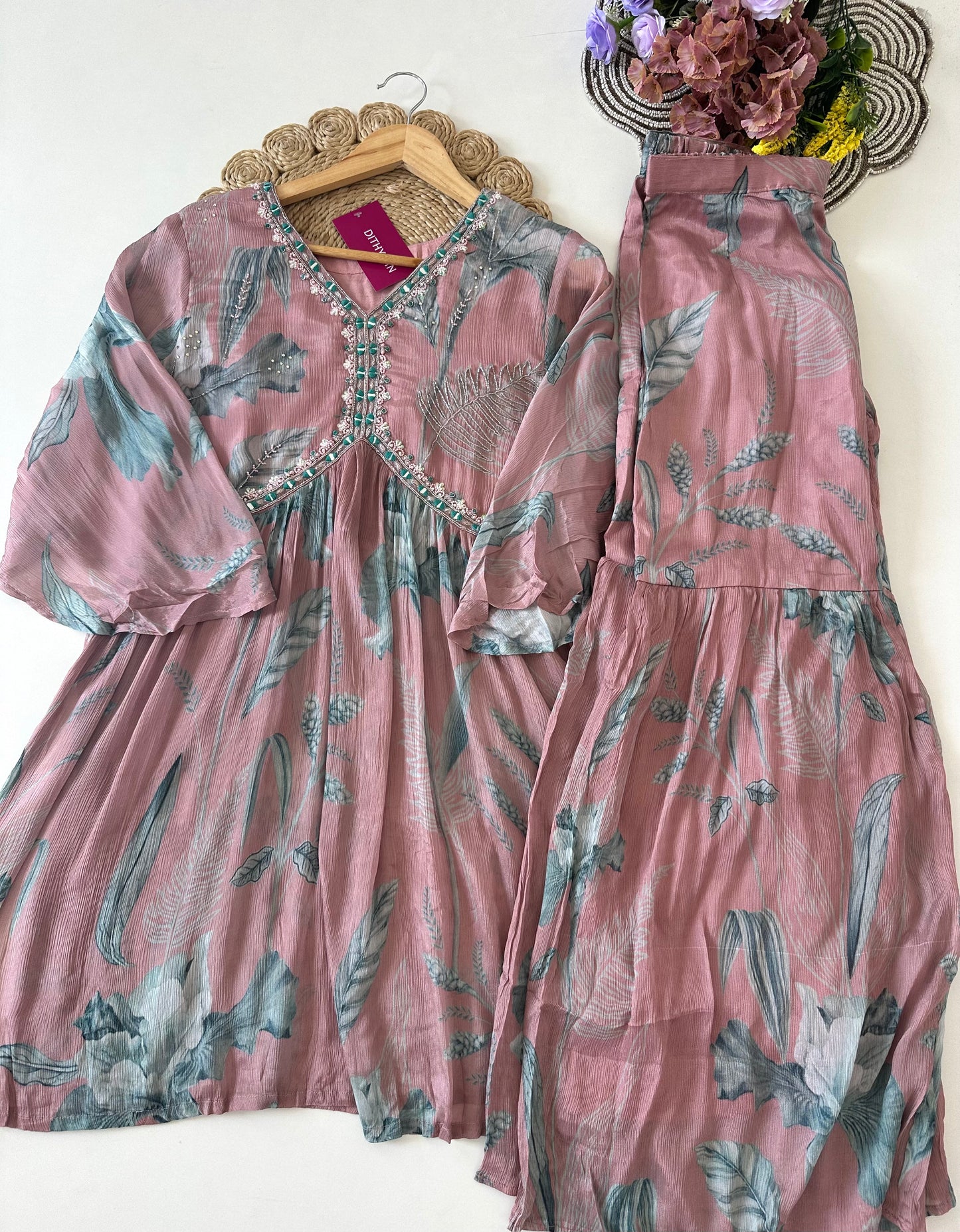 D010 -Chinnon Alia cut Anarkali with sharara pants