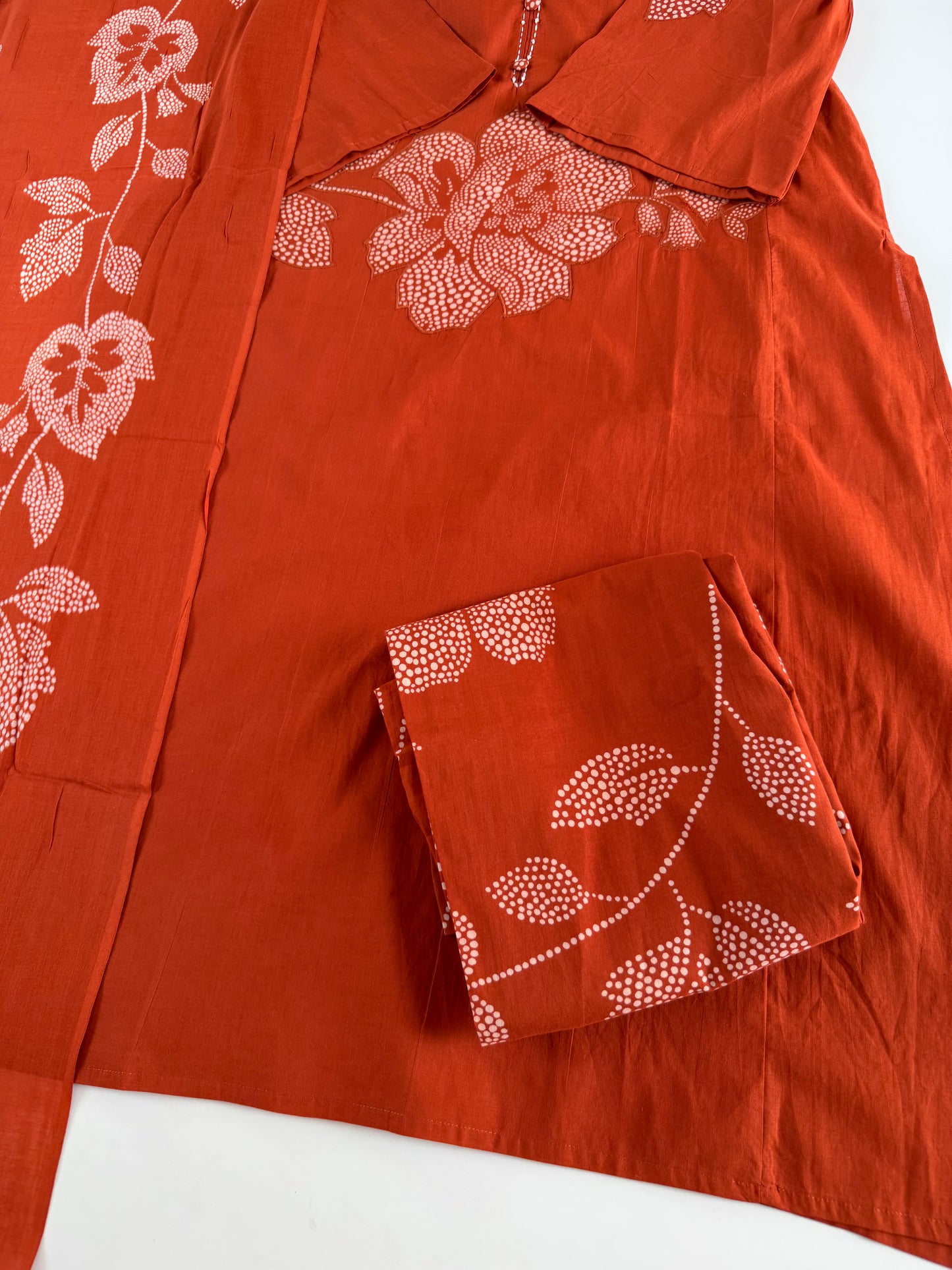 K594 - Cotton printed Aline Kurti with pants and dupatta