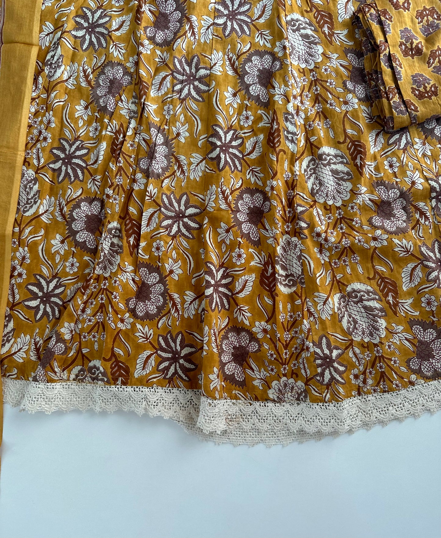 K103 - Cotton floral Anarkali with pants and dupatta
